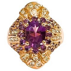 New Brazilian If 1.0 Purple Amethyst 
Sapphire Rose Gold Plated Ring