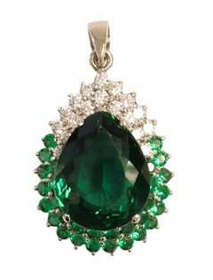 New Brazilian IF 11.10 Ct Forest Green Amethyst & Tsavorite Sterling Pendant
