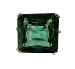 New Brazilian IF 11.9 ct Forest Green Amethyst & Sapp RGold Plated Sterling Ring