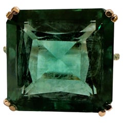 New Brazilian IF 11.9 ct Forest Green Amethyst & Sapp RGold Plated Sterling Ring
