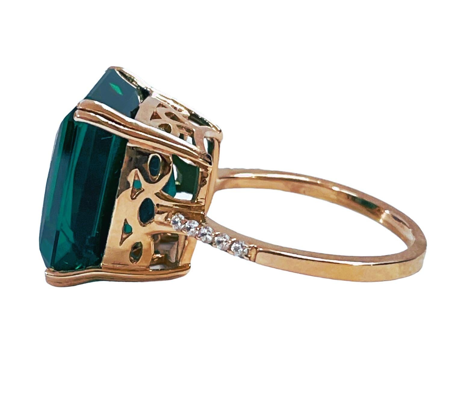 Neuer brasilianischer IF 11,90 Karat Waldgrüner Granat & Saphir Rgold Sterling Ring (Carréschliff)