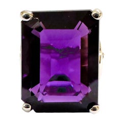 New Brazilian IF 12.10 Carat Purple Blue Amethyst Sterling Silver Ring