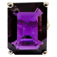 New Brazilian IF 12.10 Carat Purple Blue Amethyst Sterling Silver Ring