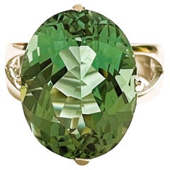 New Brazilian If 12.20 Ct Green Amethyst Sterling Silver Ring