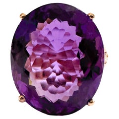 New Brazilian IF 14.20 ct Purple Blue Amethyst RGold Plated Sterling Ring