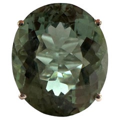 New Brazilian IF 15 ct Platinum Green Amethyst & Sapphire Sterling Ring