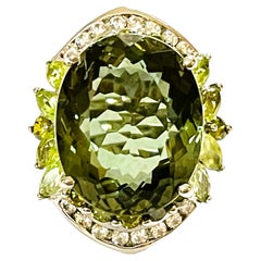 New Brazilian IF 15.20ct Forest Green Amethyst & Peridot Sterling Ring