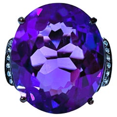 New Brazilian If 17.50 Ct Color Changing Amethyst 
Sapphire Black Sterling Ring