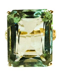 New Brazilian IF 18.2 Ct Platinum Green Amethyst & Sapphire YGold Sterling Ring