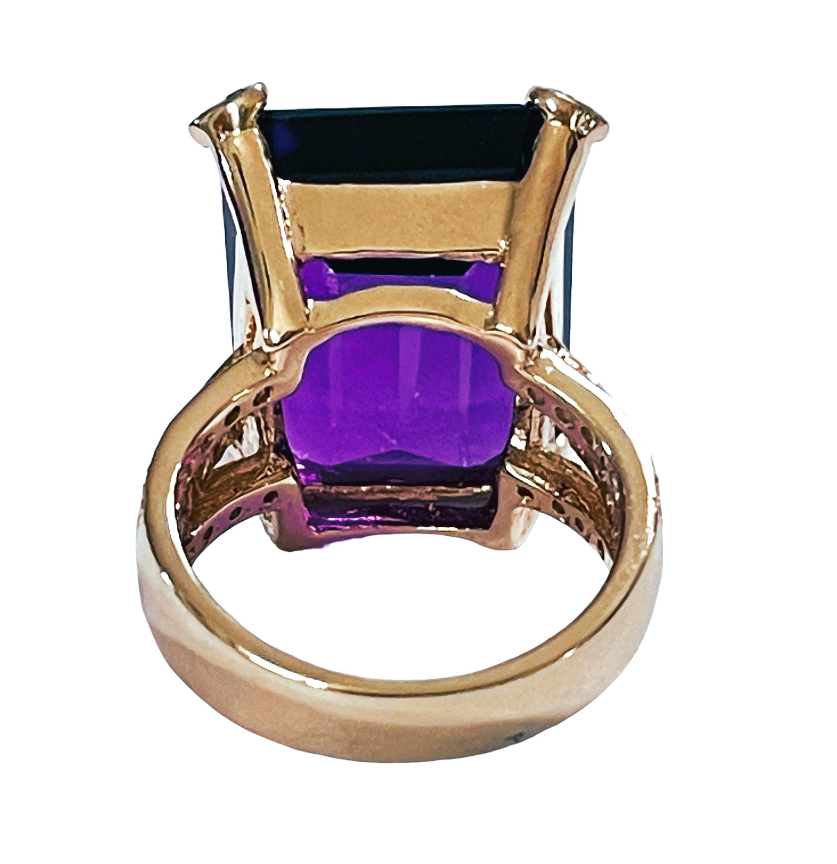New Brazilian IF 19.20 Purple Amethyst & Sapphire Yellow Gold Plated Ring 1