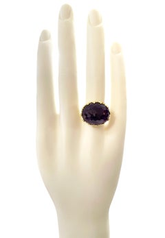 New Brazilian IF 21.33 Purple Amethyst Yellow Gold Plated Ring