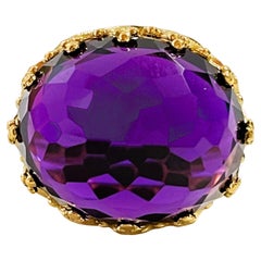 New Brazilian IF 21.33 Purple Amethyst Yellow Gold Plated Ring