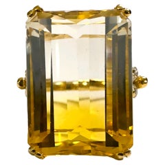 New Brazilian IF 23.20 Carat Yellow White Ametrine YGold Sterling Ring