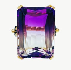 New Brazilian IF 27.7ct Yellow Purple Ametrine & Spinel YGold Pl Sterling Silver