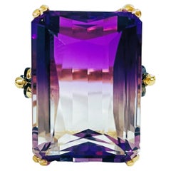 New Brazilian IF 27.7ct Yellow Purple Ametrine & Spinel YGold Pl Sterling Silver