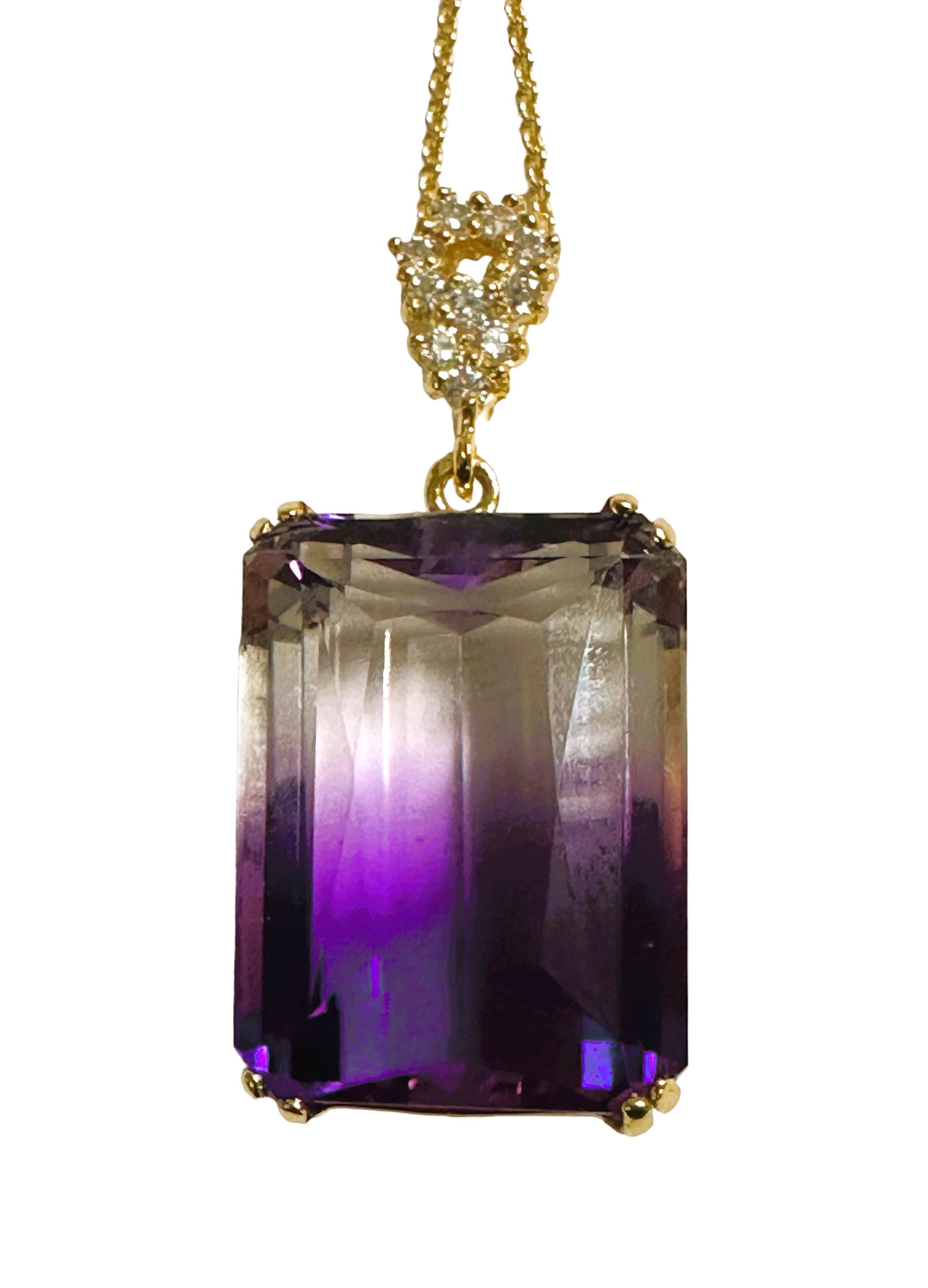 New Brazilian IF 28.90 ct Purple & White Ametrine Sterling YGold Plated Necklace 1