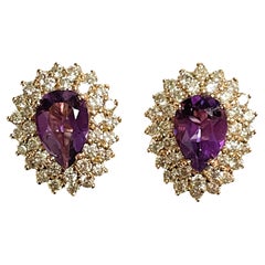 New Brazilian IF 3 Carat Amethyst & Sapphire RGold Plated Sterling Post Earrings