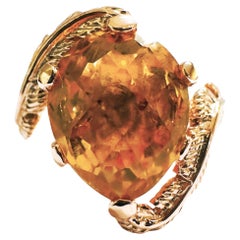 New Brazilian If 4.40 Carat Citrine Rose Gold Plated Sterling Ring Size 6.25