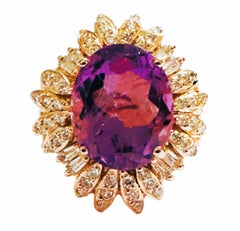 New Brazilian IF 6 ct Purple Amethyst & White Sapphire RGold Plate Sterling Ring