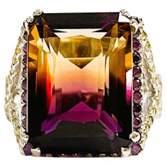 Neuer brasilianischer IF Farbwechsel-Ring aus vergoldetem Sterlingsilber mit Amethyst und Saphir