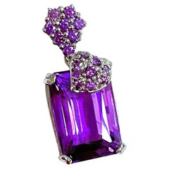 New Brazilian IF Color Changing Purple Amethyst & Sapphire Sterling Pendant
