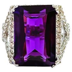 New Brazilian If Color Changing Purple Amethyst & Sapphire Sterling Ring