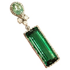 New Brazilian IF Green Amethyst 
Green Tourmaline Sterling Pendant