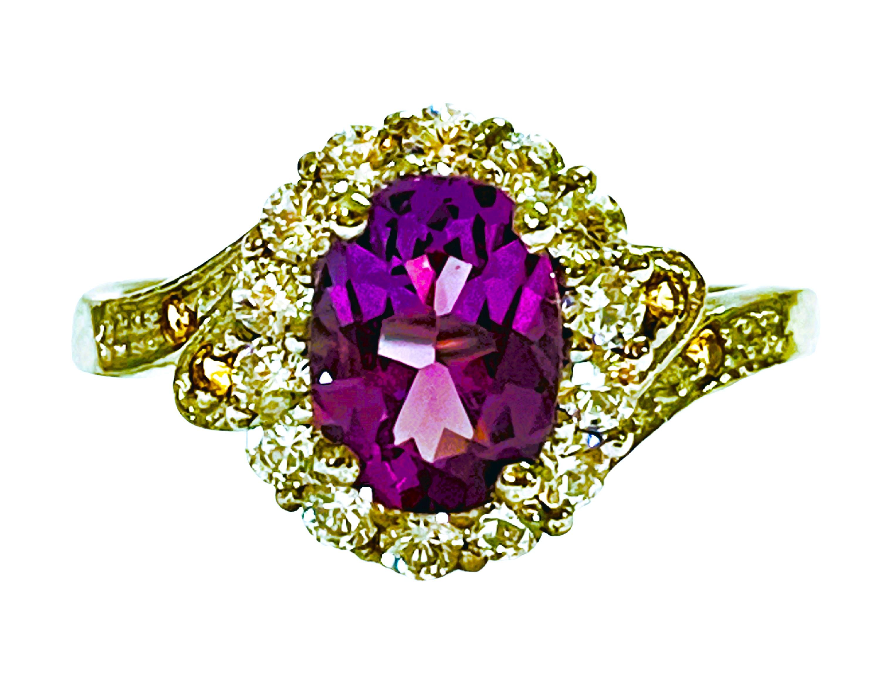 Freier brasilianischer Inklusion-Ring mit Amethyst und Saphir, 1,70 Karat