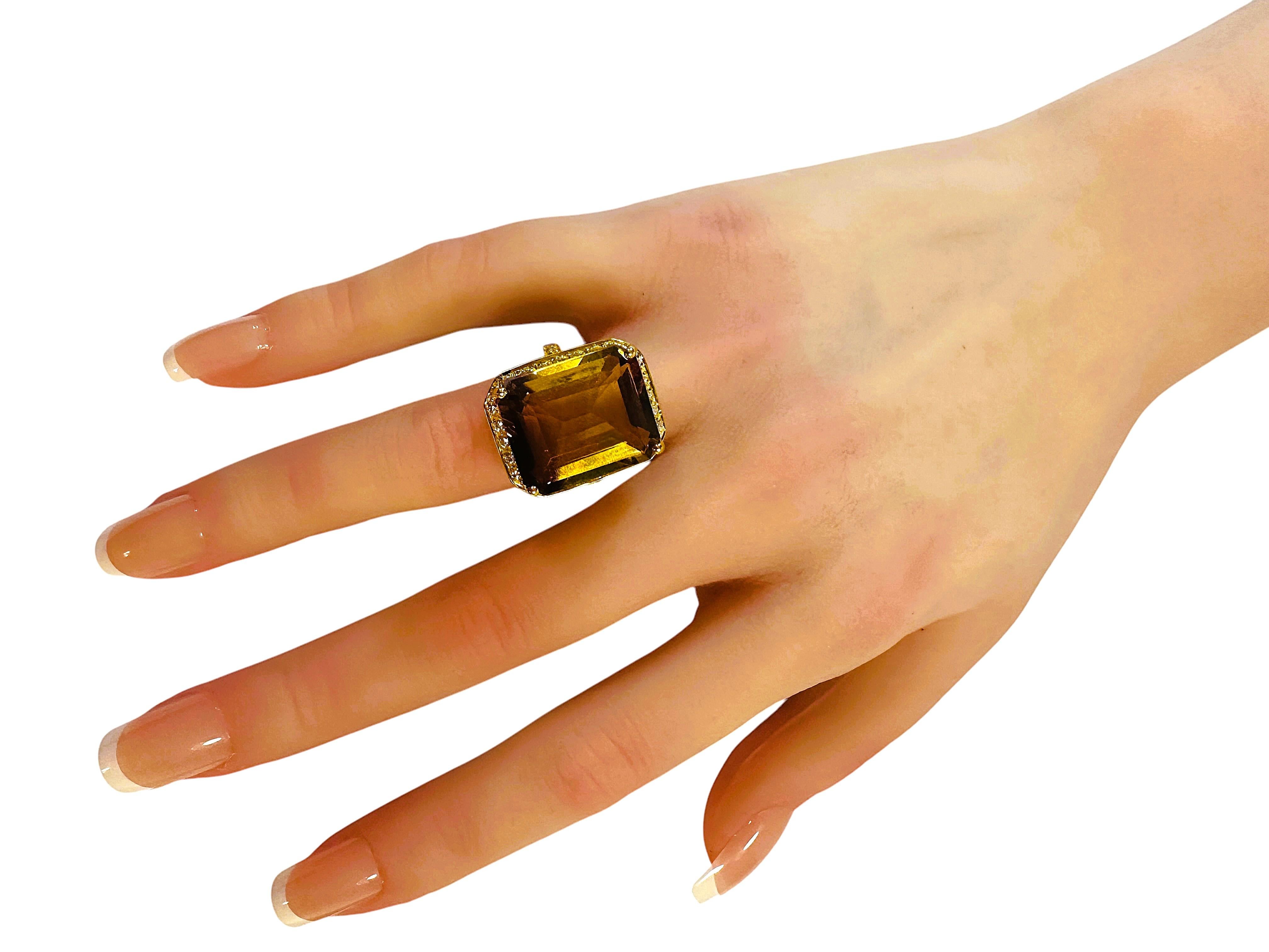 New Brazilian Yellow Purple 17.27 Ct Ametrine Yellow Gold Plated Sterling Ring In New Condition For Sale In Eagan, MN