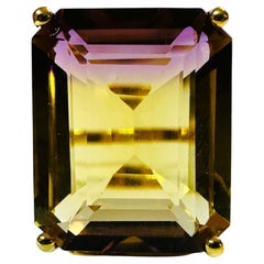 New Brazilian Yellow Purple 17.27 Ct Ametrine Yellow Gold Plated Sterling Ring