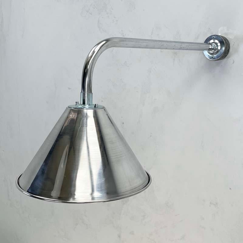 Aluminum New British Made Galvanised / Chrome Cantilever Conical Shade Wall Lamp For Sale