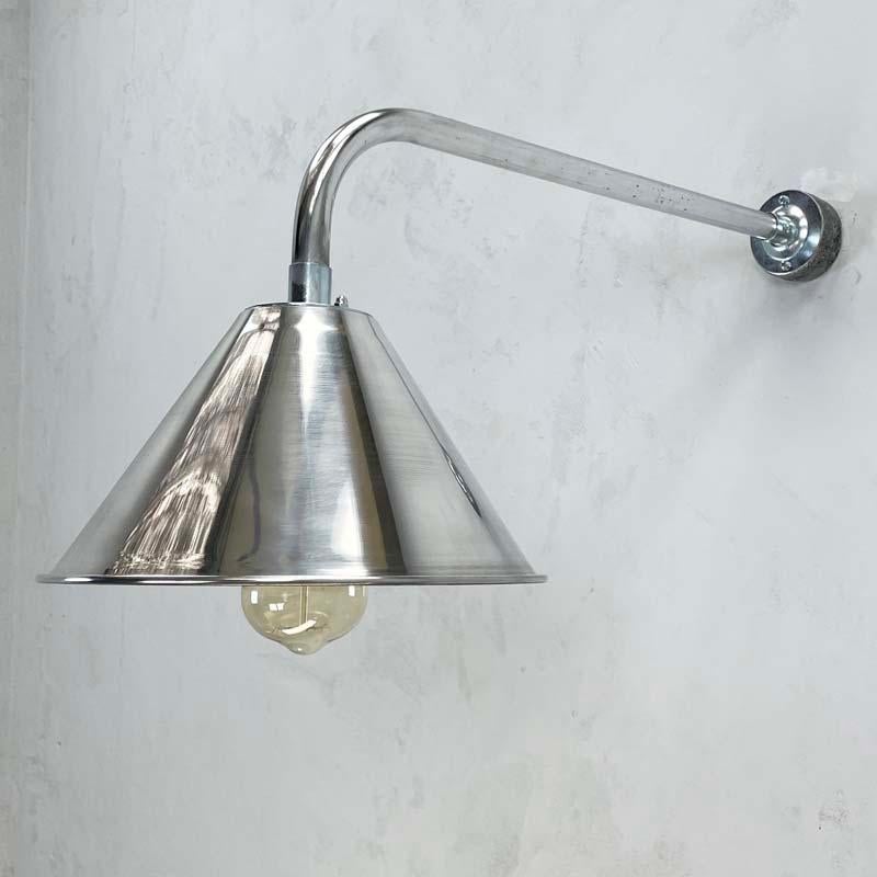 Contemporary New British Made Galvanised / Chrome Cantilever Conical Shade Wall Lamp For Sale