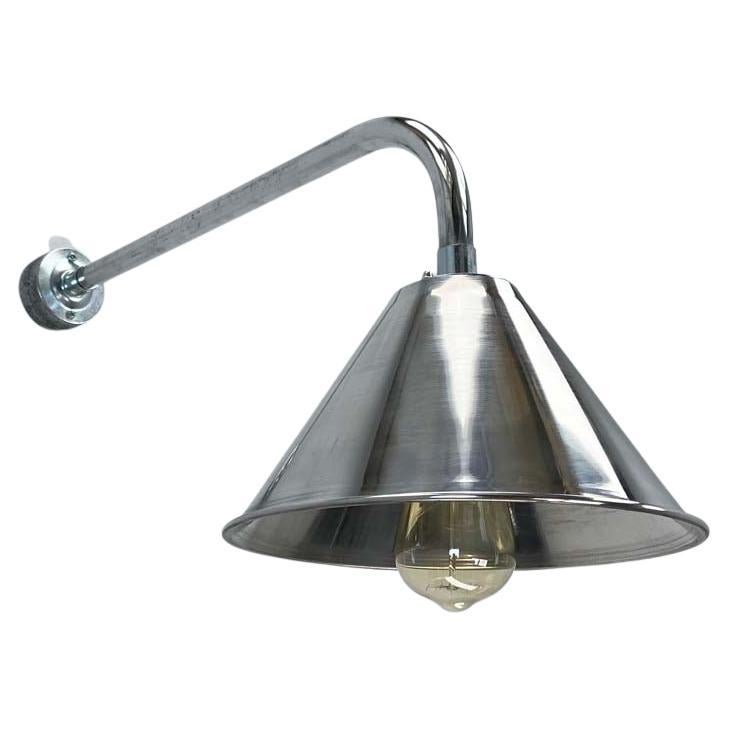 New British Made Galvanised / Chrome Cantilever Conical Shade Wall Lamp For Sale
