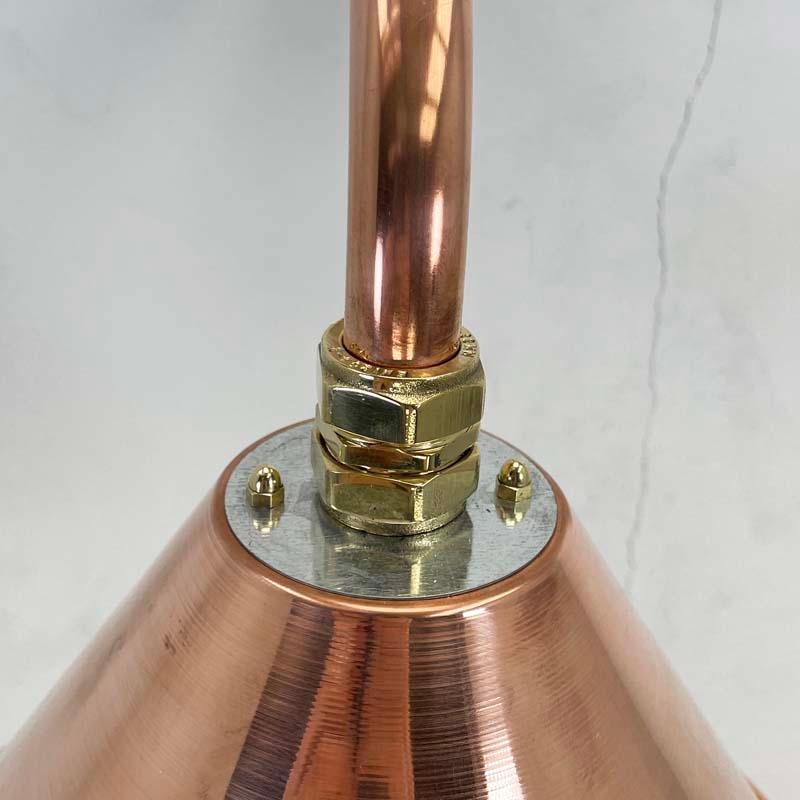 New British Made Industrial Copper & Brass Cantilever Conical Shade Wall Lamp For Sale 1