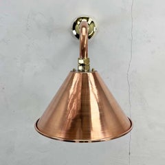 New British Made Industrial Copper & Brass Cantilever Conical Shade Wall Lamp