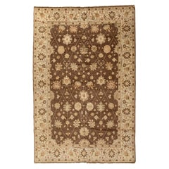 New Brown Ivory Beige Floral Persian Rug Style Sultanabad Design