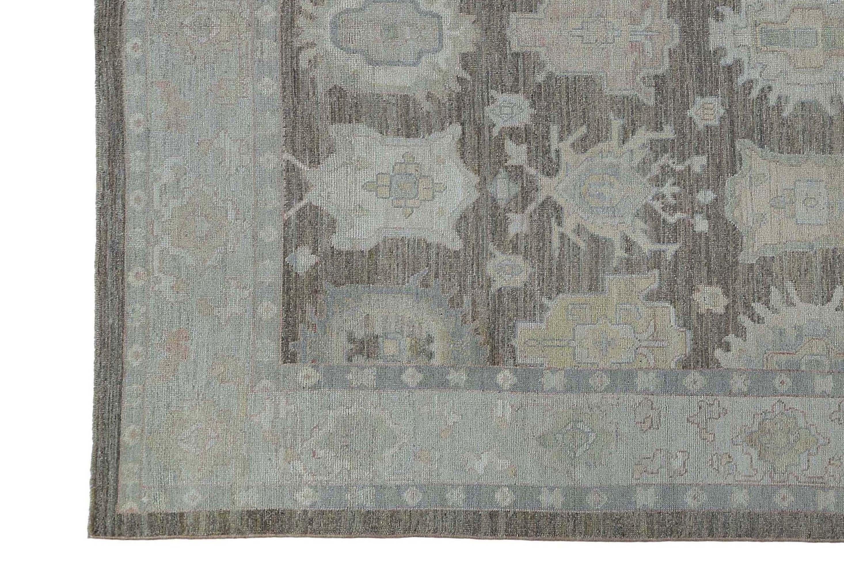 Afghanistan Oushak Area Rugs Circa 1990 - Wool Brown Ivory Design - 95447 For Sale 5