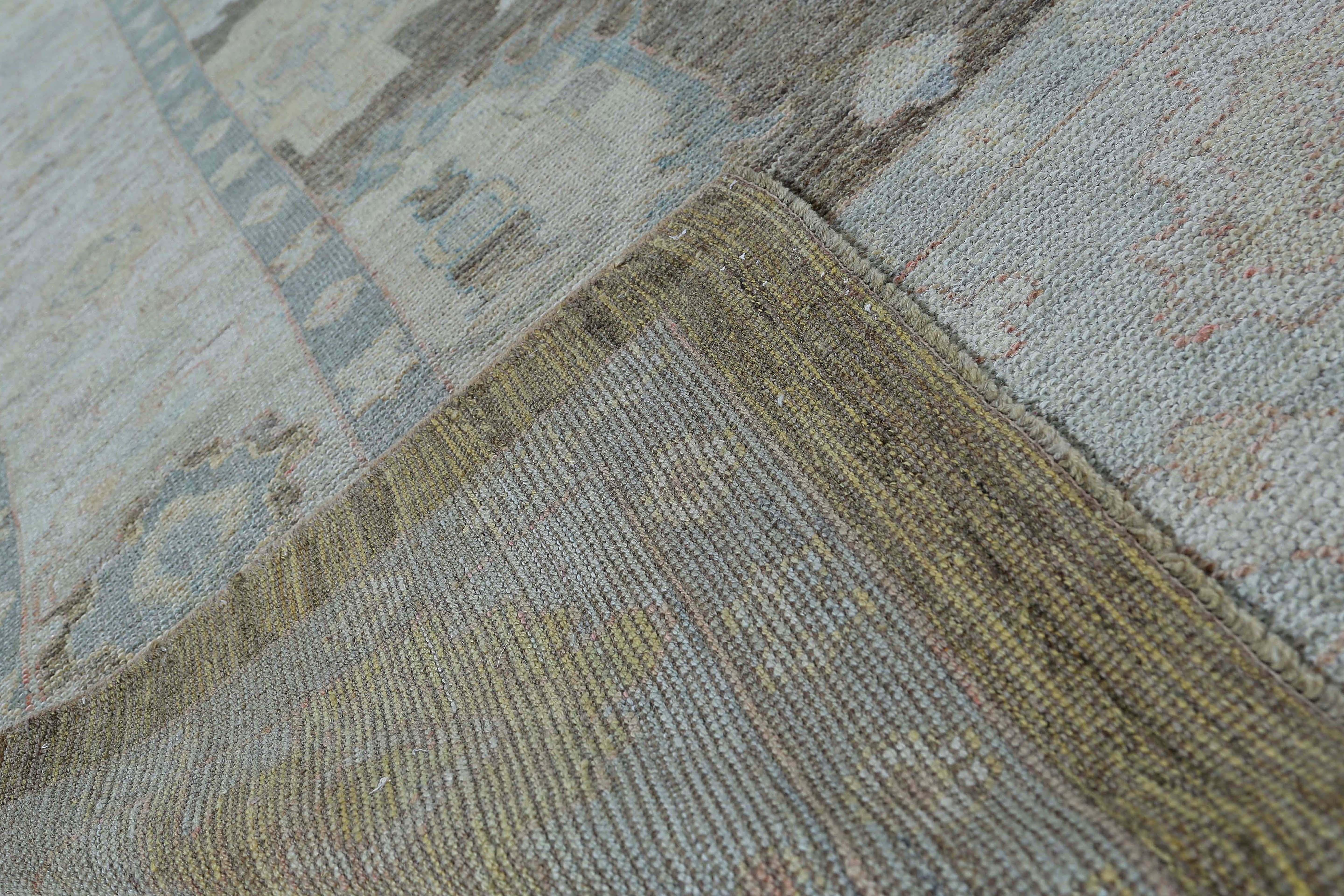 Afghanistan Oushak Area Rugs Circa 1990 - Wool Brown Ivory Design - 95447 In Excellent Condition For Sale In Dallas, TX