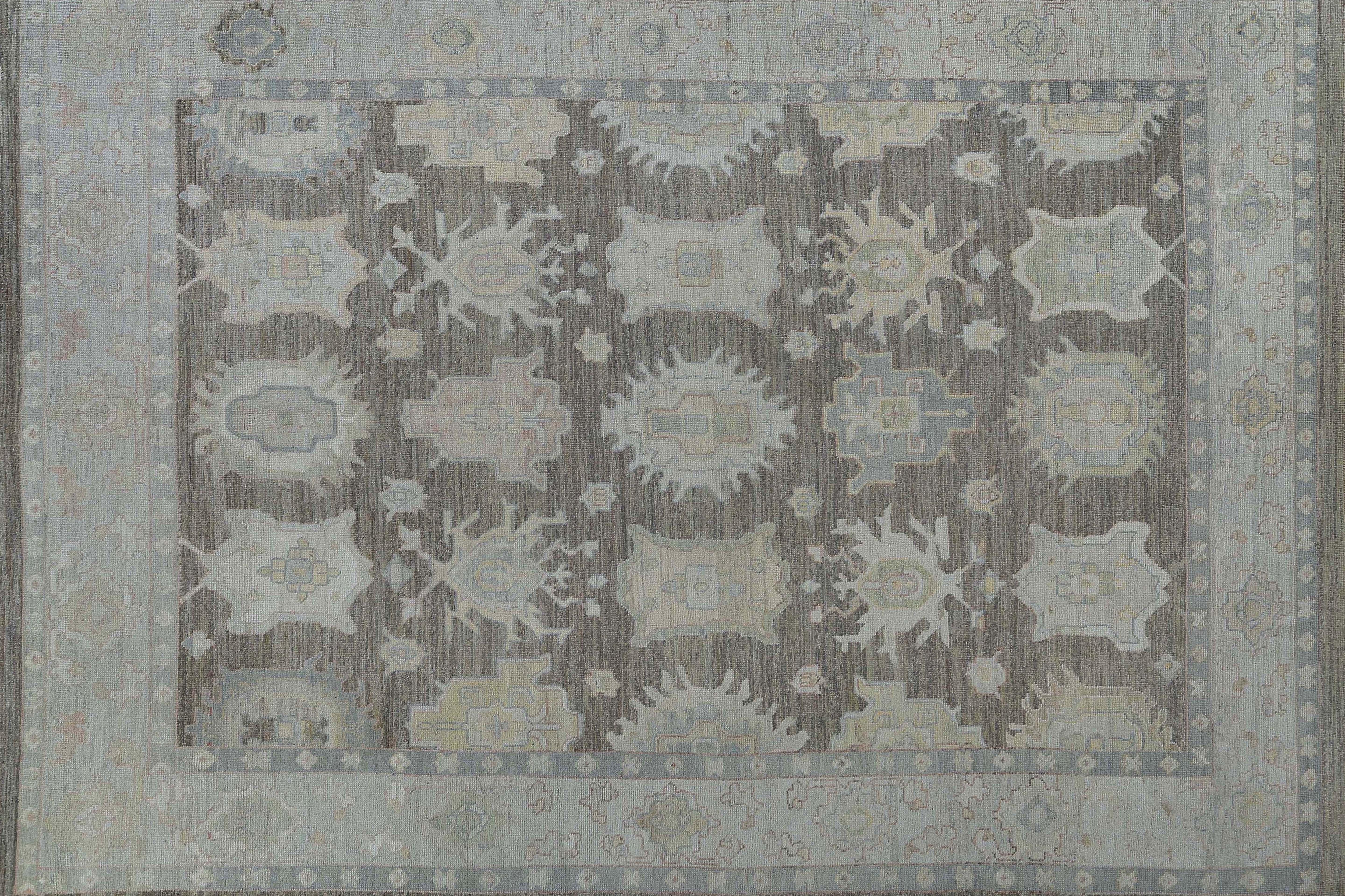 Afghanistan Oushak Area Rugs Circa 1990 - Wool Brown Ivory Design - 95447 For Sale 1