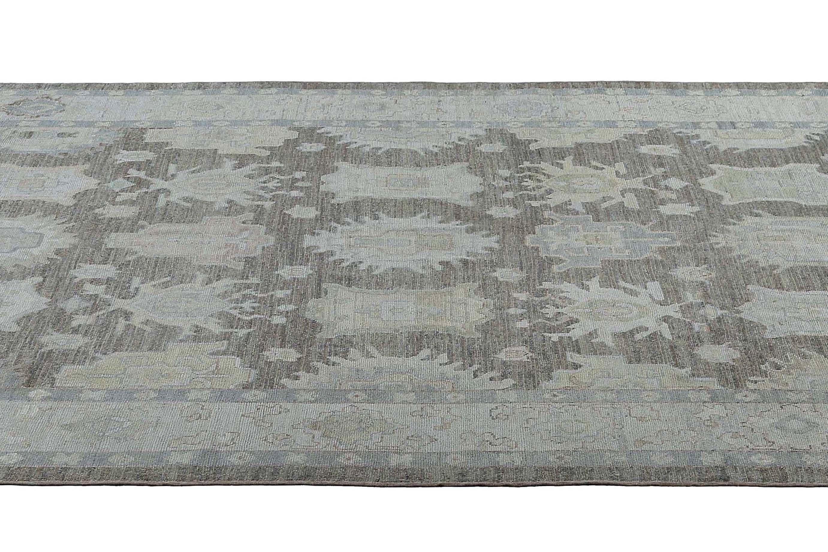 Afghanistan Oushak Area Rugs Circa 1990 - Wool Brown Ivory Design - 95447 For Sale 4