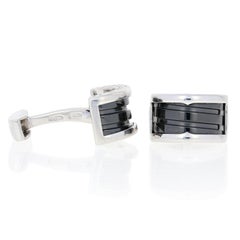Bulgari Sterling Silver Black Ceramic Cufflinks, 925 Men's B.Zero1
