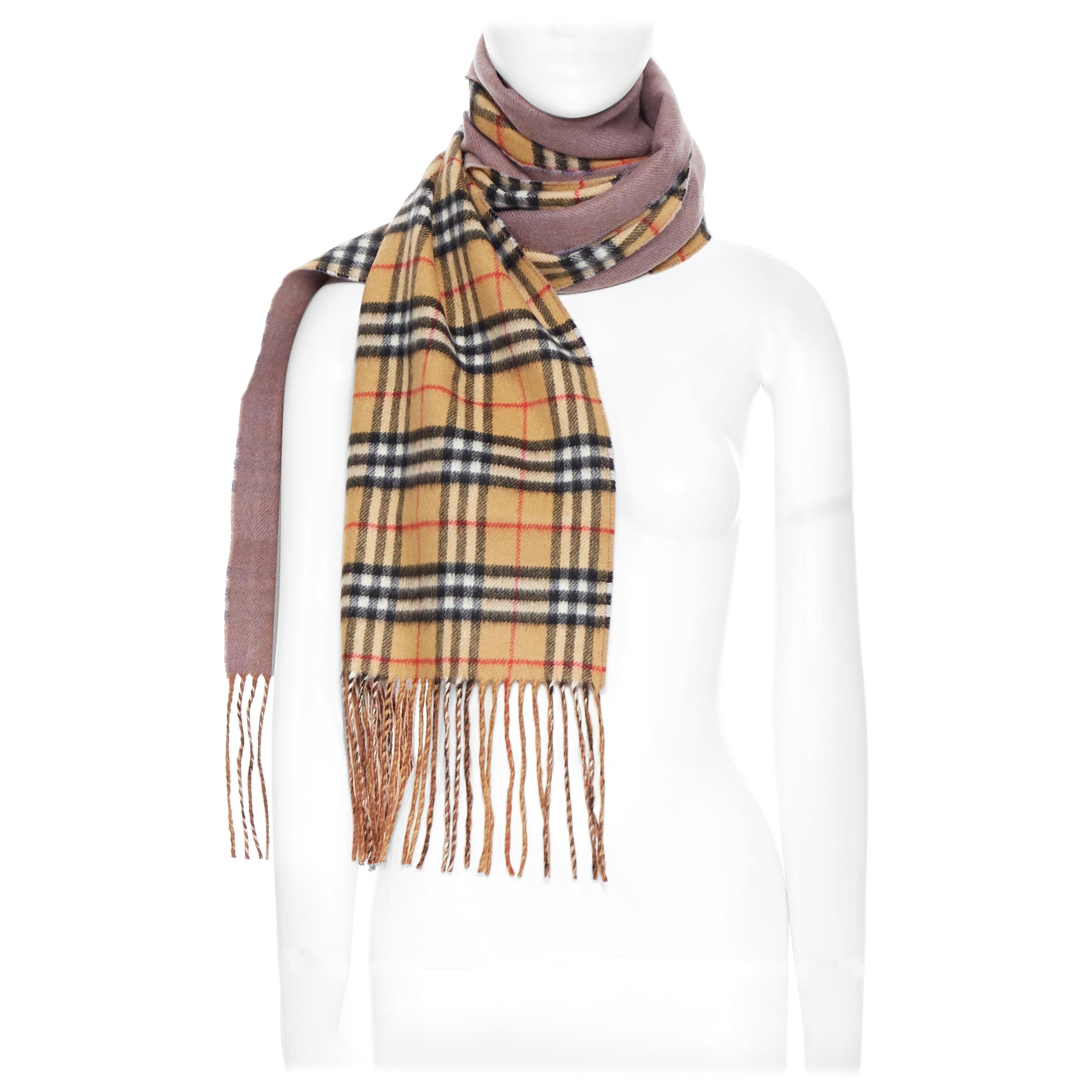 BURBERRY 100% cashmere brown House Check lining fringe scarf at 1stDibs | burberry fringe scarf, new scarfs, burberry new
