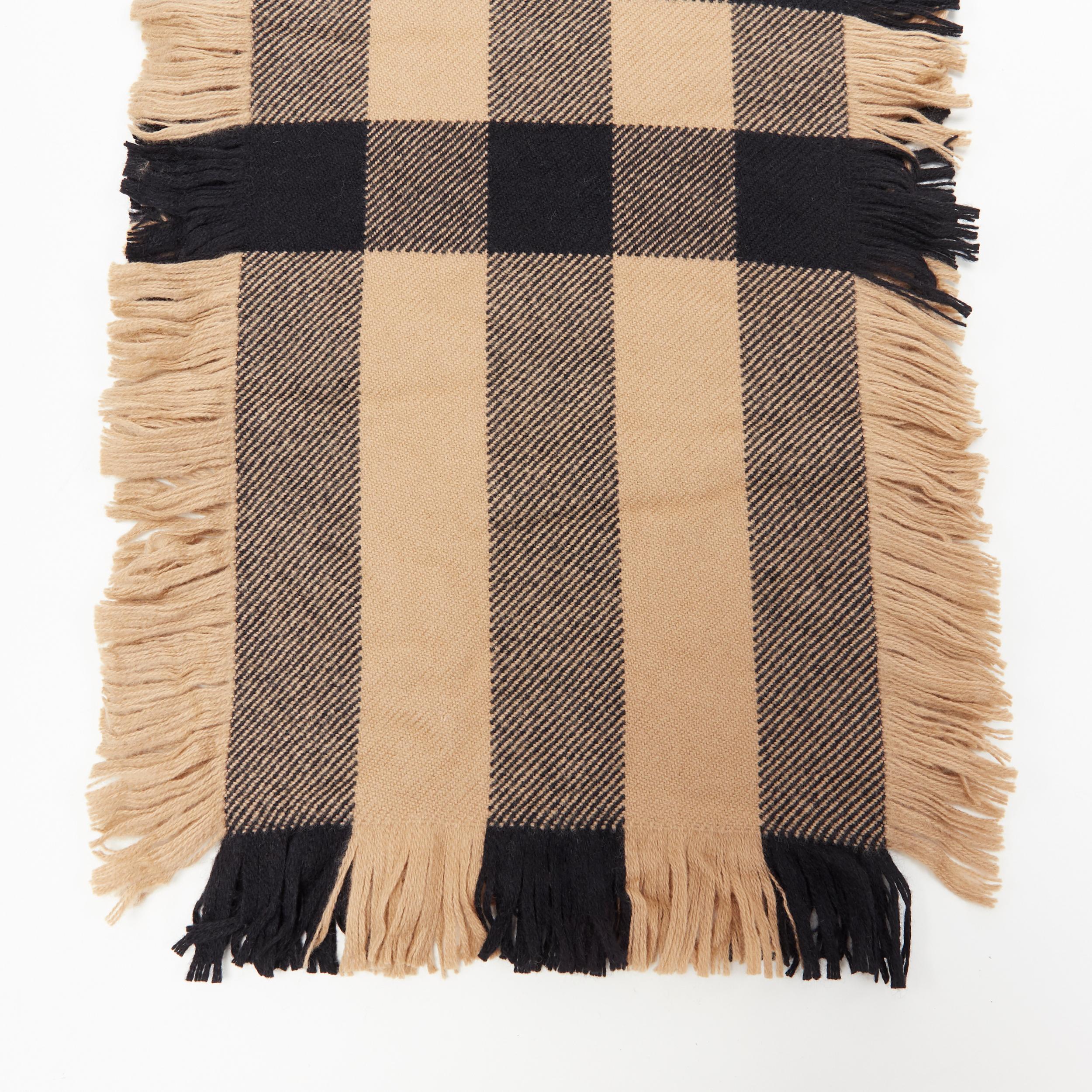 burberry checked fringed scarf