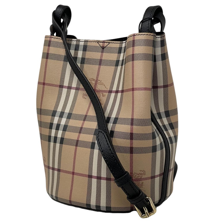 Burberry Lorne Bucket Bag Haymarket Coated Canvas Small at 1stDibs  small  burberry bucket bag, burberry lorne bucket bag review, burberry lorne bucket  bag price