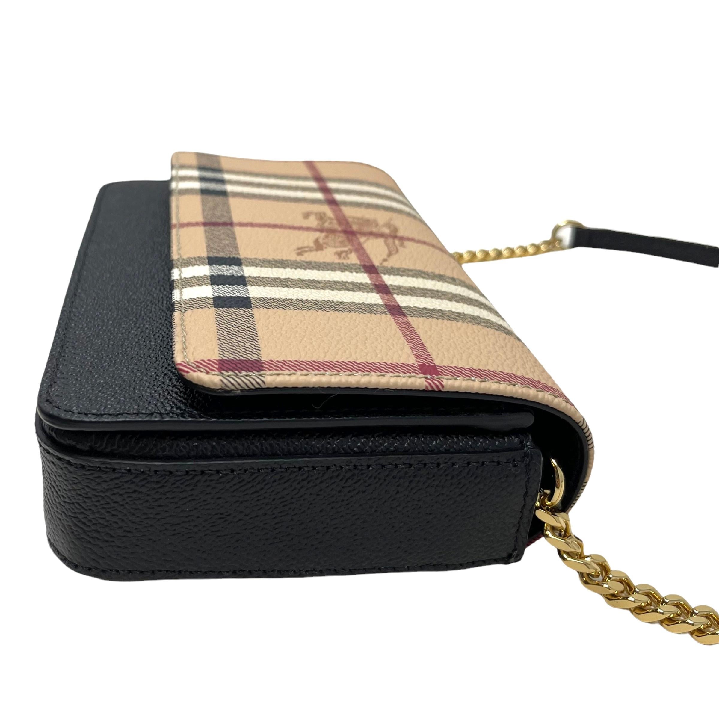 NEW Burberry Black Haymarket Check Leather Crossbody Bag For Sale 7