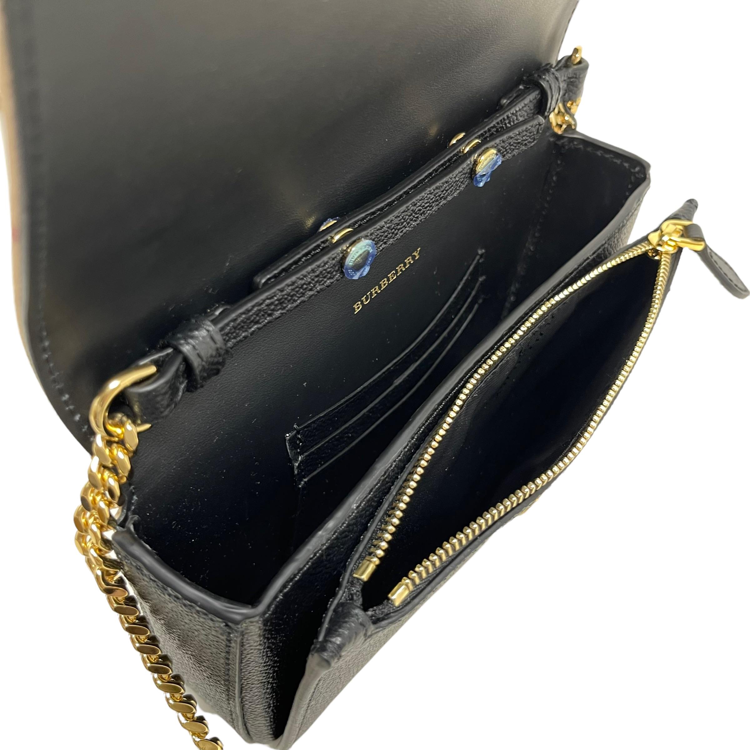 NEW Burberry Black Haymarket Check Leather Crossbody Bag For Sale 9