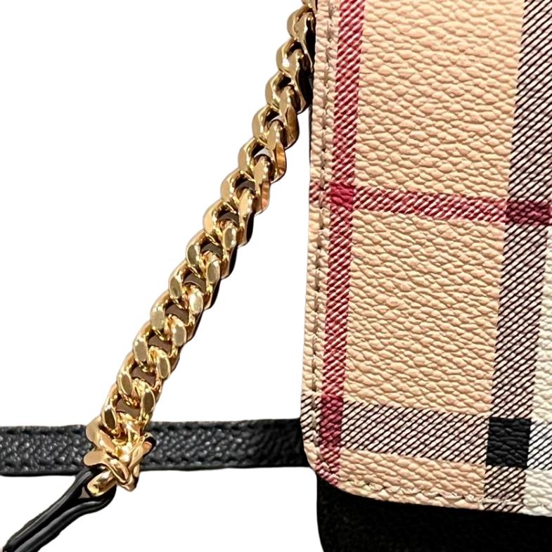 NEW Burberry Black Haymarket Check Leather Crossbody Bag For Sale 10