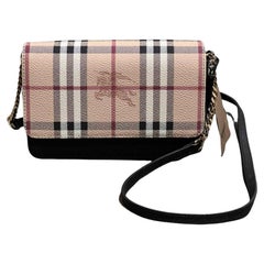 NEW Burberry Black Haymarket Check Leather Crossbody Bag