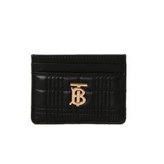 New Burberry Black Lola Quilted Leather Card Holder Wallet