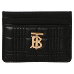 New Burberry Black Lola Quilted Leather Card Holder Wallet